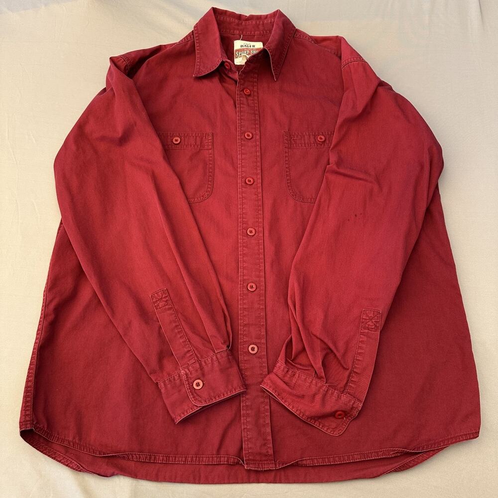 Eddie Bauer Shirt Mens Medium Red Sport Shop Double Pocket Retro Workwear